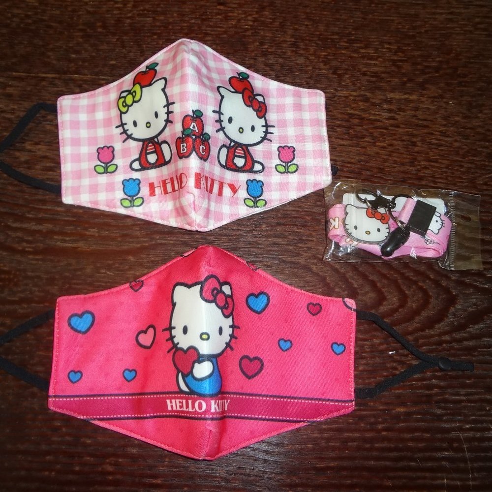 2pc Hello Kitty Washable Reusable Stretchable Mask with Keychain